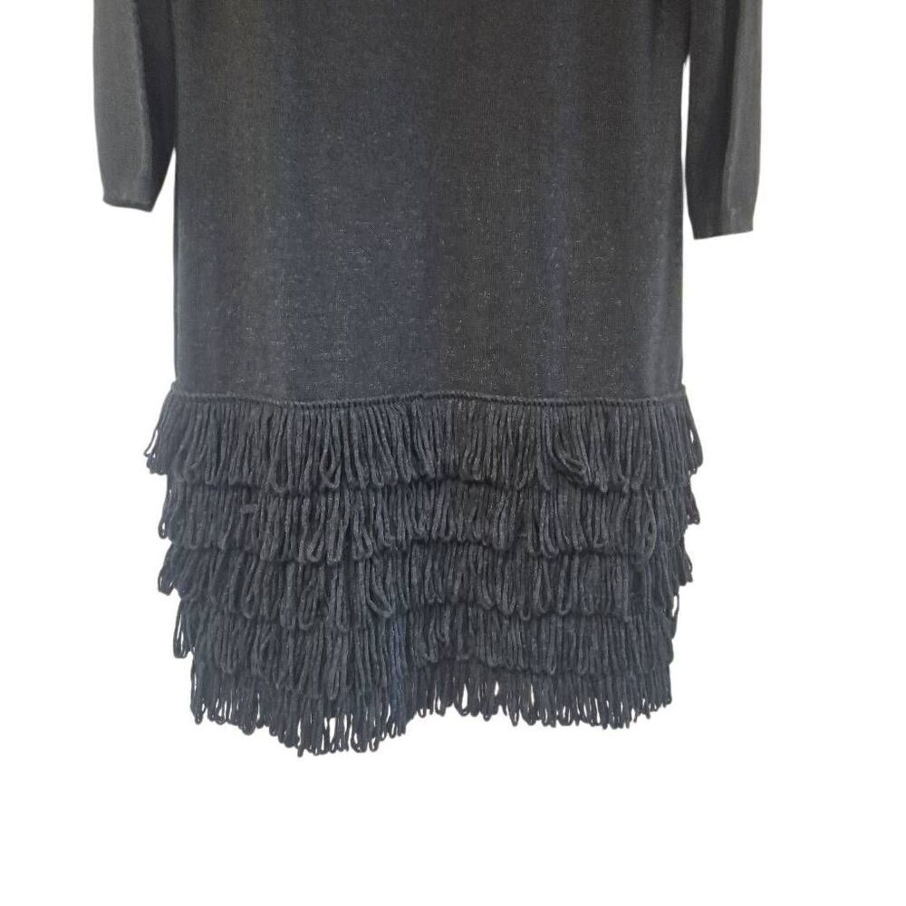 Calvin Klein Women's Heather Black Acrylic/Poly Scoop Neck 3/4 Sleeves Looped Fr - Picture 11 of 11